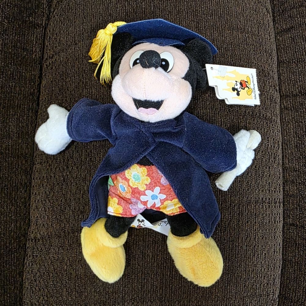 Walt Disney Mickey Graduation Plush Toy with Blue Cap and Gown